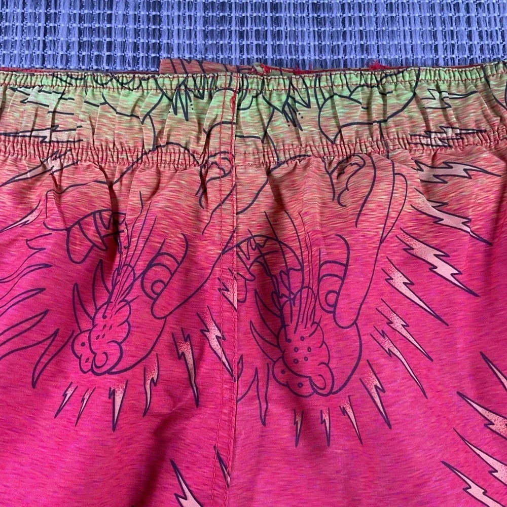 Ed Hardy Mens Rasta Gradient Board Shorts Tattoo Print Swim Trunks XL DS0898